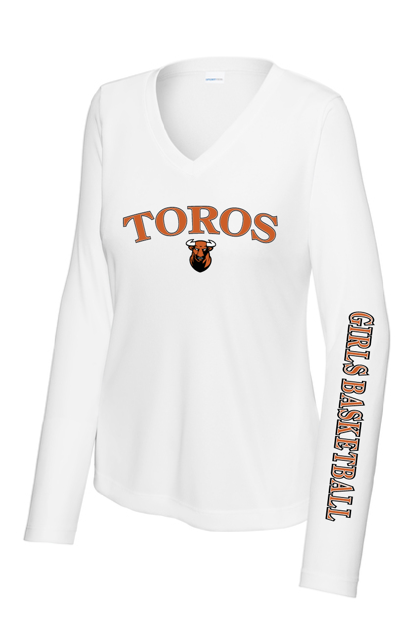 Toros with Girls Basketball Sleeve Edition T-Shirt - Long Sleeve V-Neck Ladies' Cut