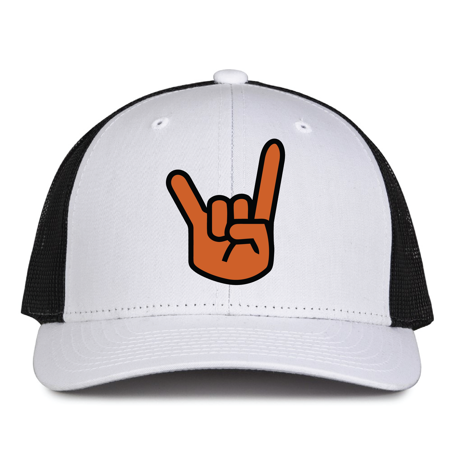 Tocoi Creek White/Black Snapback HornsUp Hat - EMBROIDERED